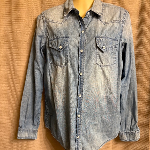 Victoria's Secret Blue Denim Shirt Blouse Women's XS/TP - Picture 1 of 8